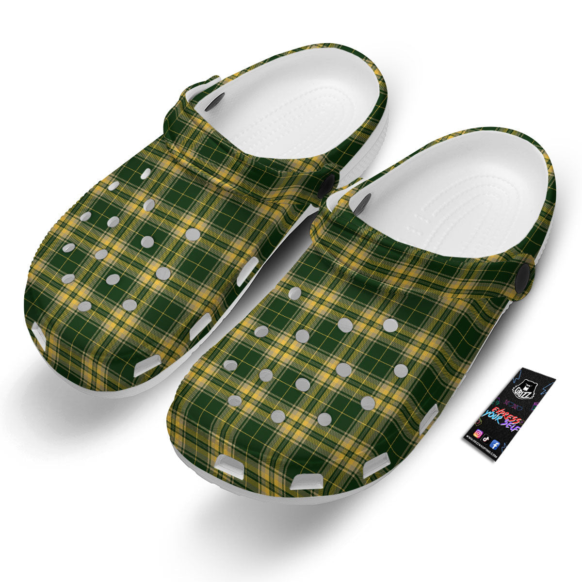Stewart Tartan Yellow And Green Print Clog-grizzshop