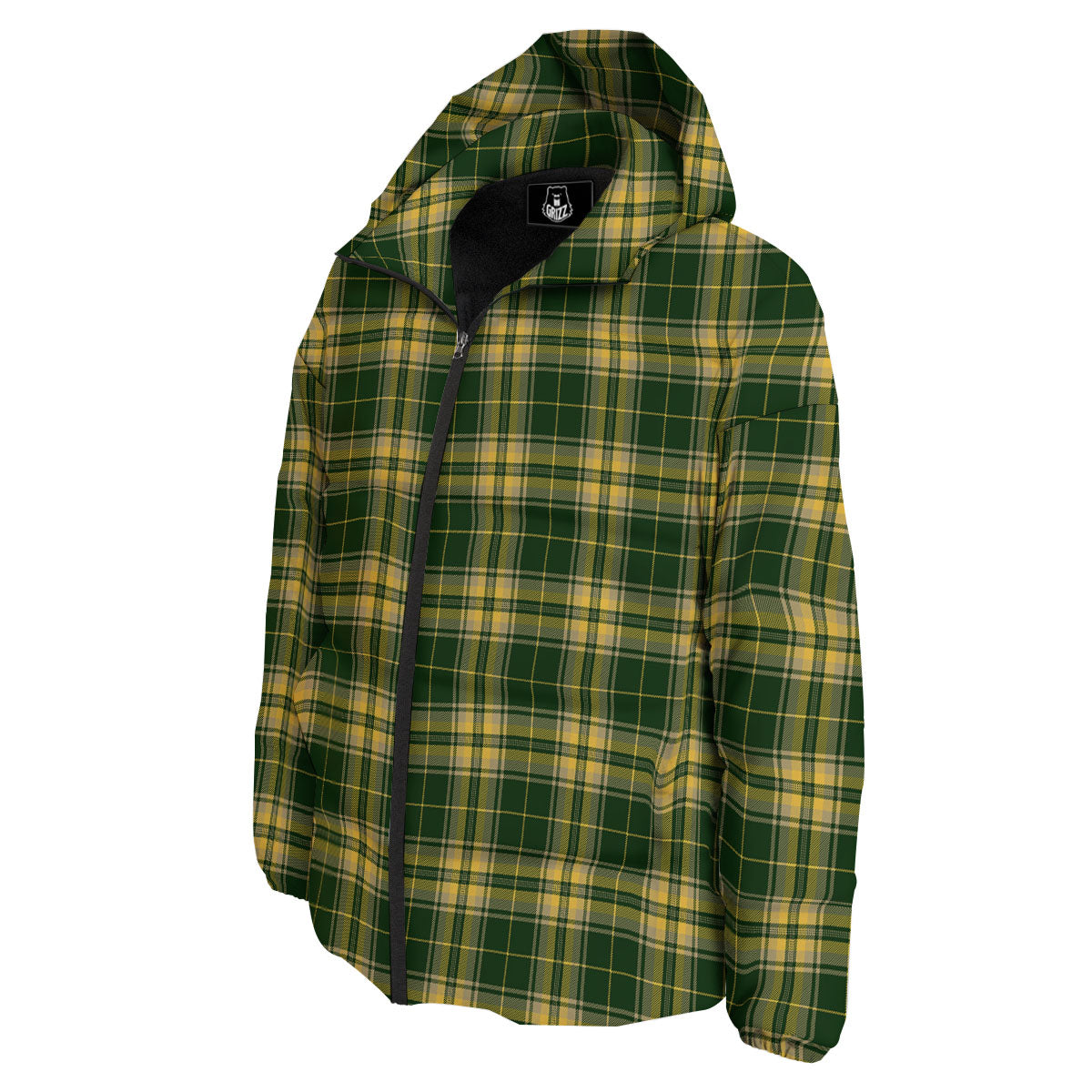 Stewart Tartan Yellow And Green Print Down Jacket-grizzshop