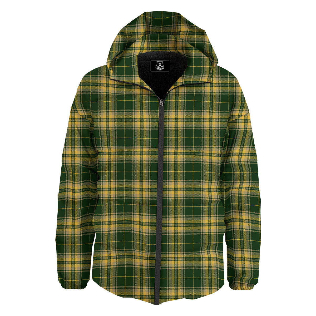 Stewart Tartan Yellow And Green Print Down Jacket-grizzshop