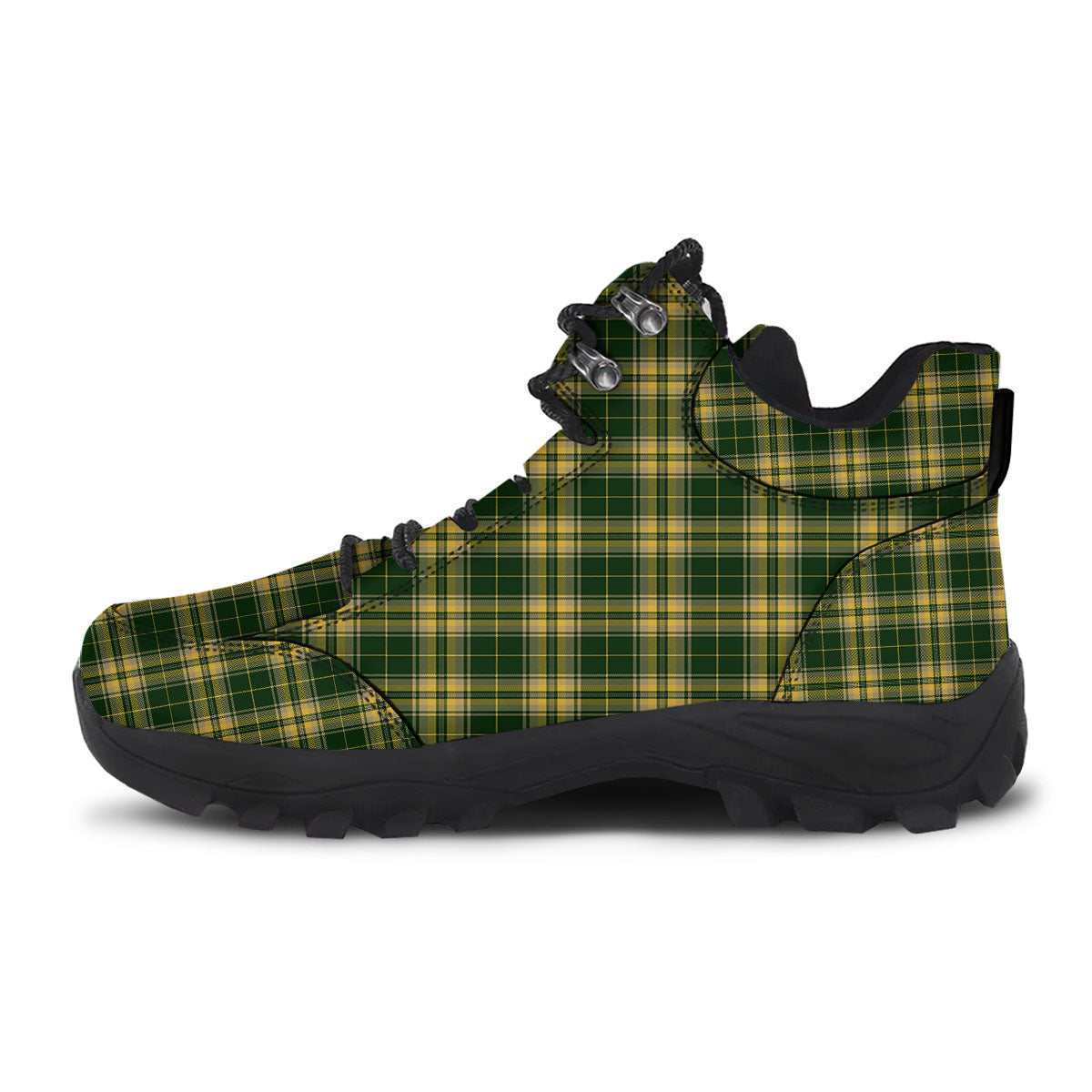 Stewart Tartan Yellow And Green Print Hiking Shoes-grizzshop