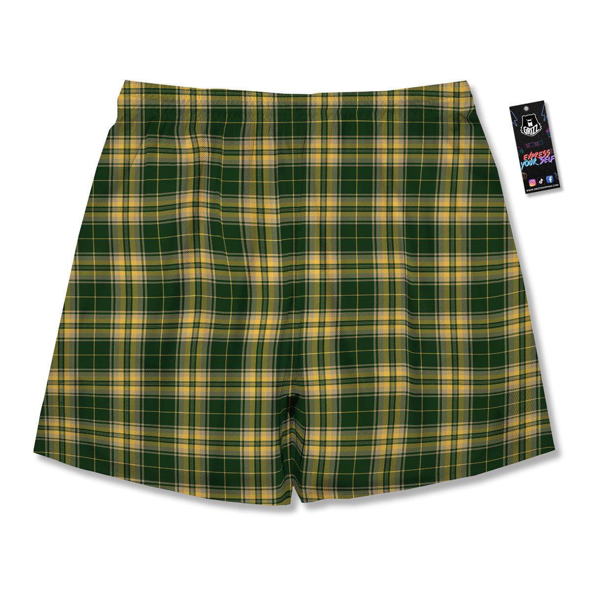 Stewart Tartan Yellow And Green Print Men's Running Shorts-grizzshop