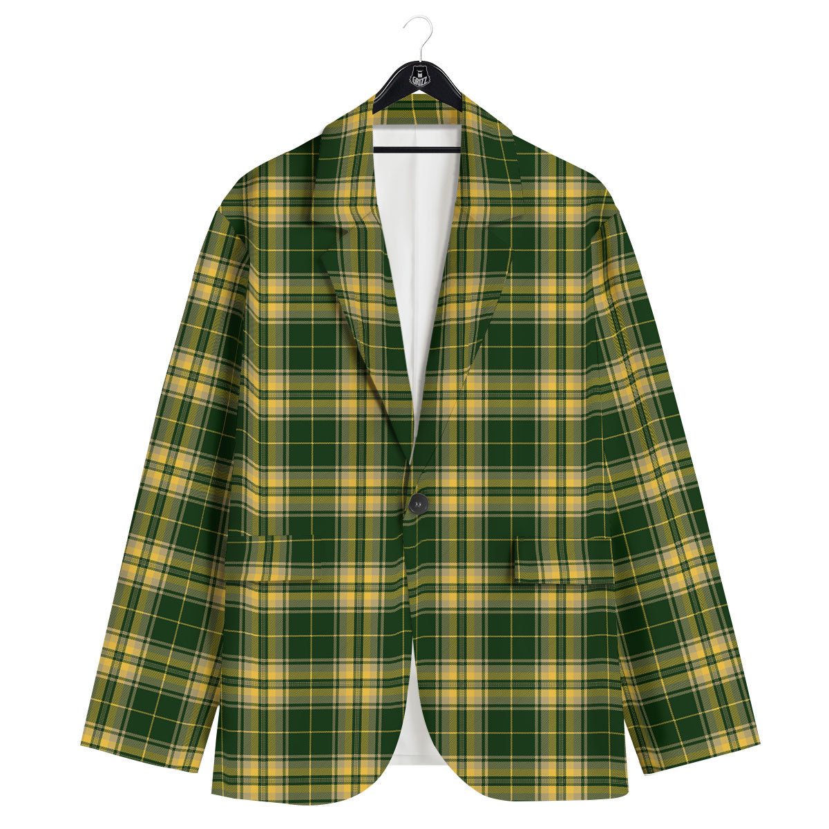 Stewart Tartan Yellow And Green Print Men's Sport Coat-grizzshop