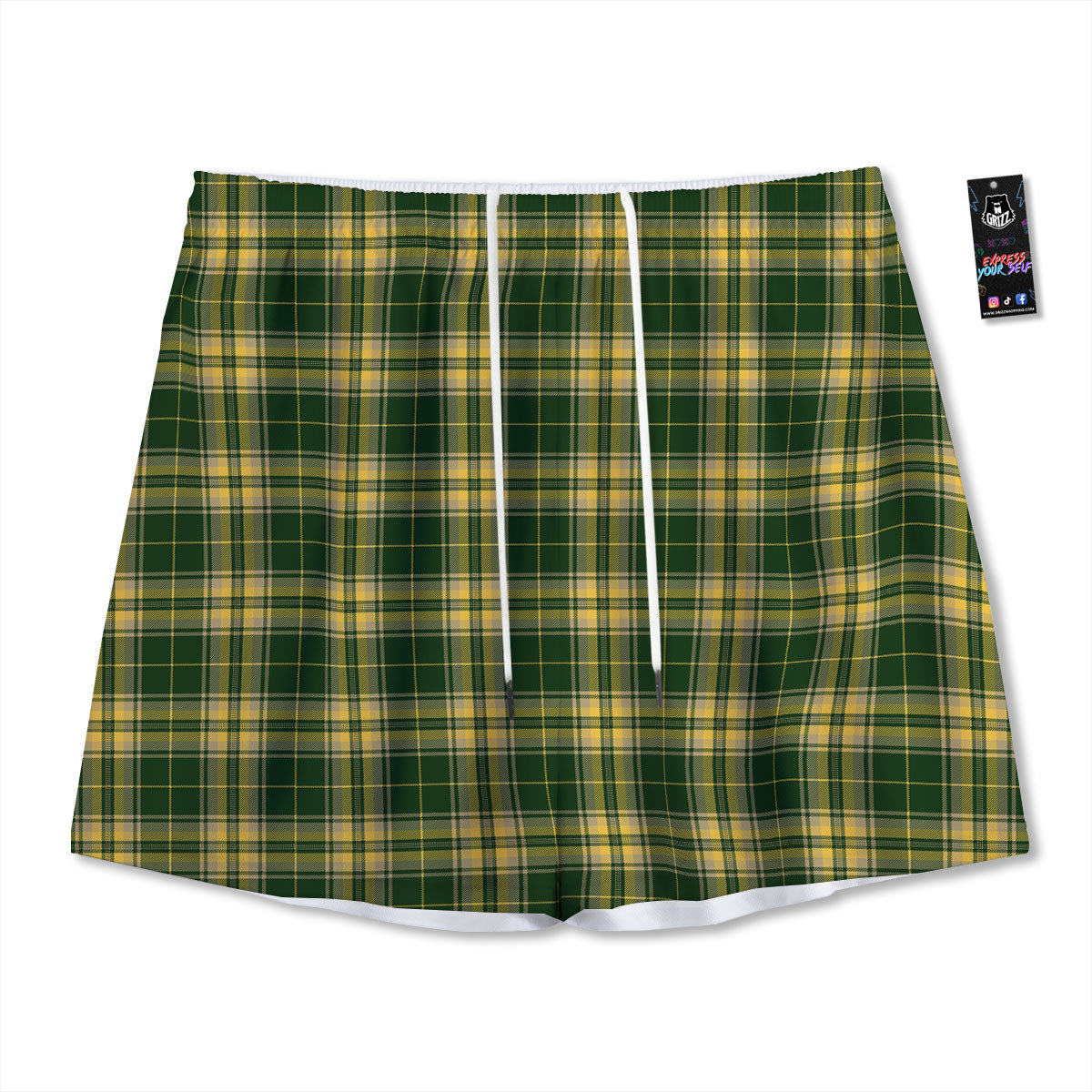 Stewart Tartan Yellow And Green Print Mesh Shorts