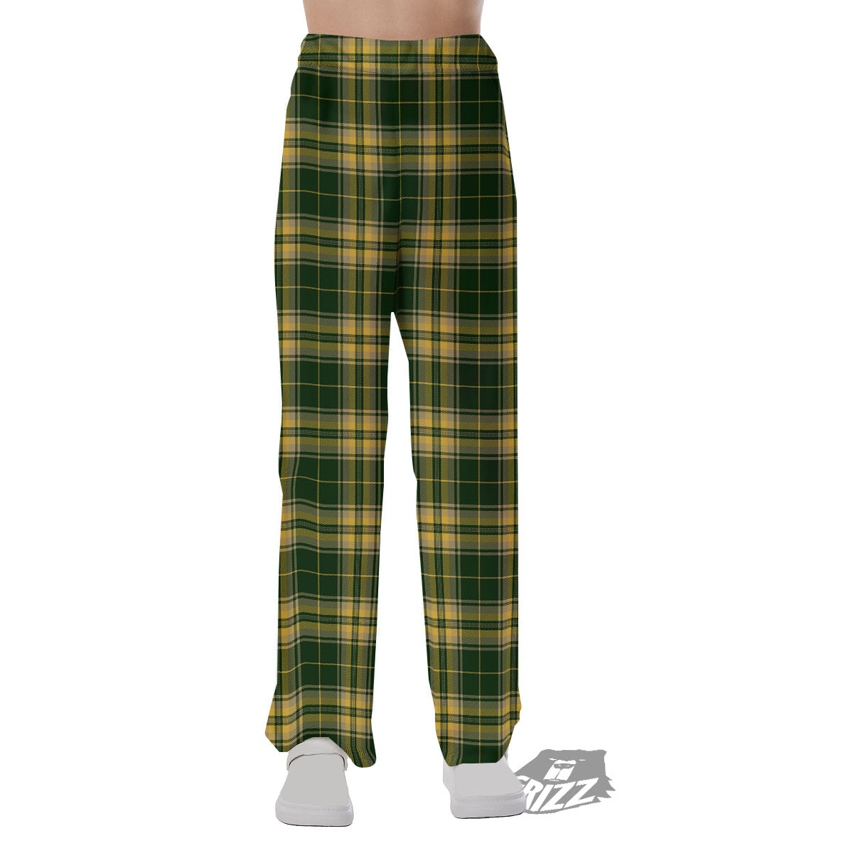 Stewart Tartan Yellow And Green Print Pajama Pants-grizzshop