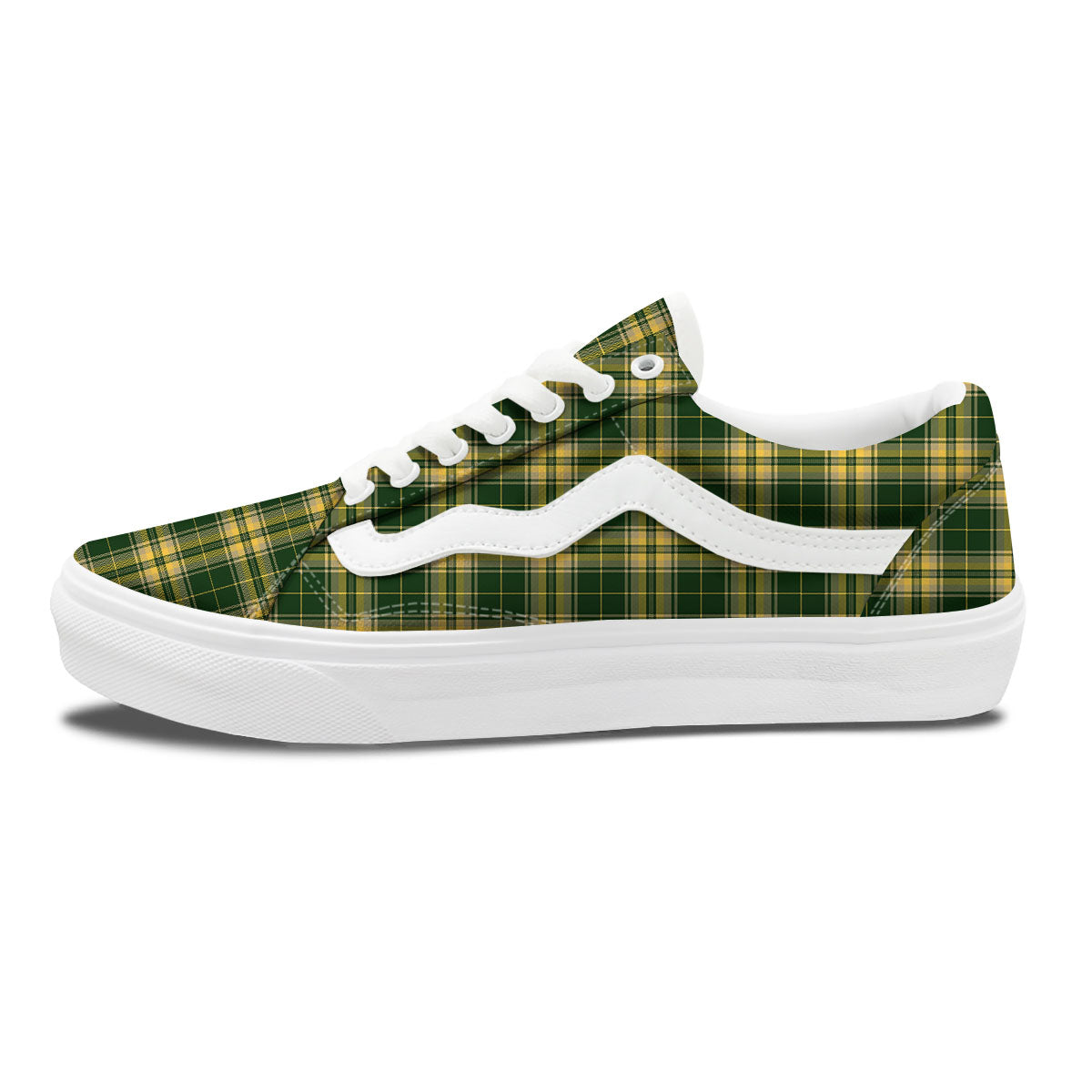 Stewart Tartan Yellow And Green Print Skate Shoes-grizzshop