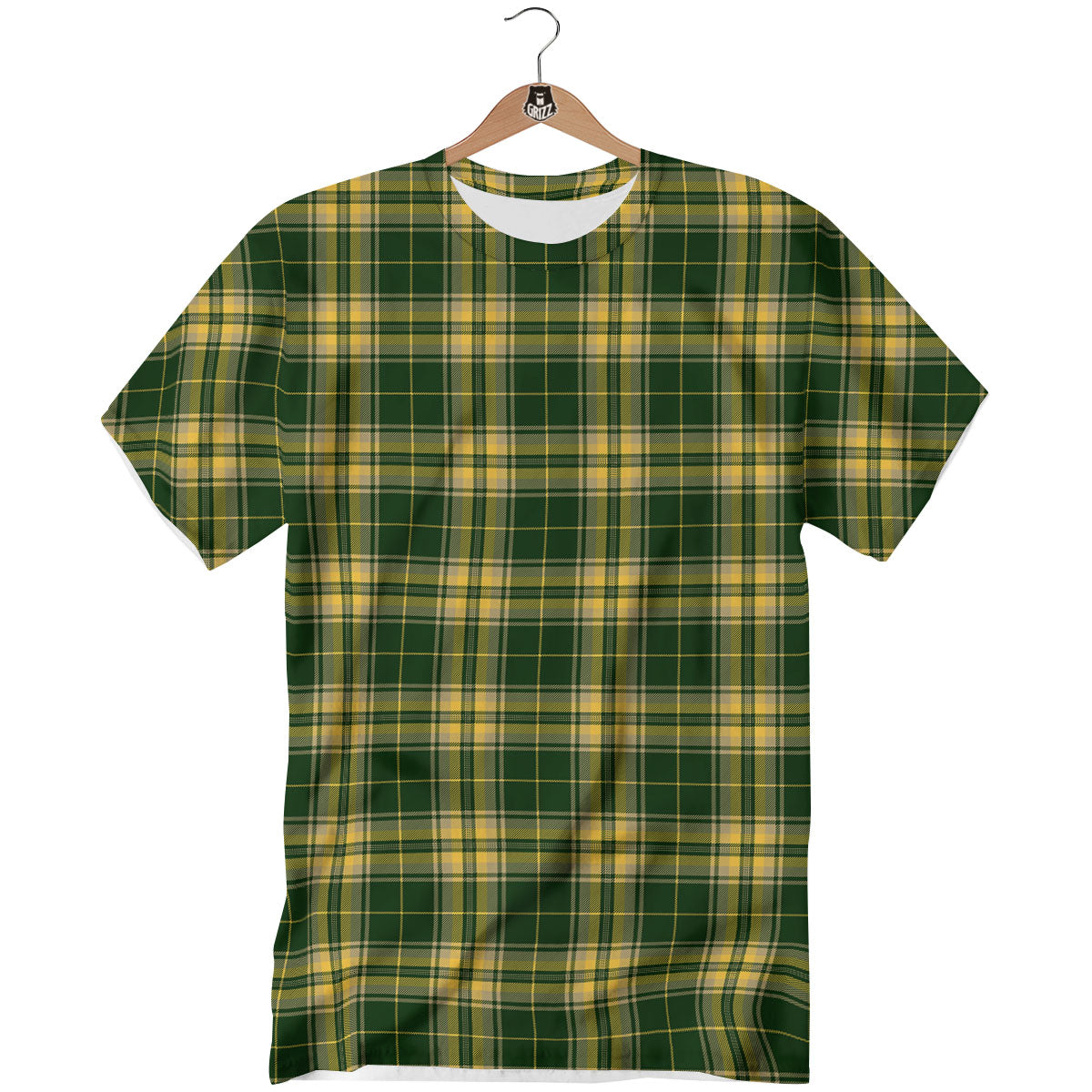 Stewart Tartan Yellow And Green Print T-Shirt-grizzshop