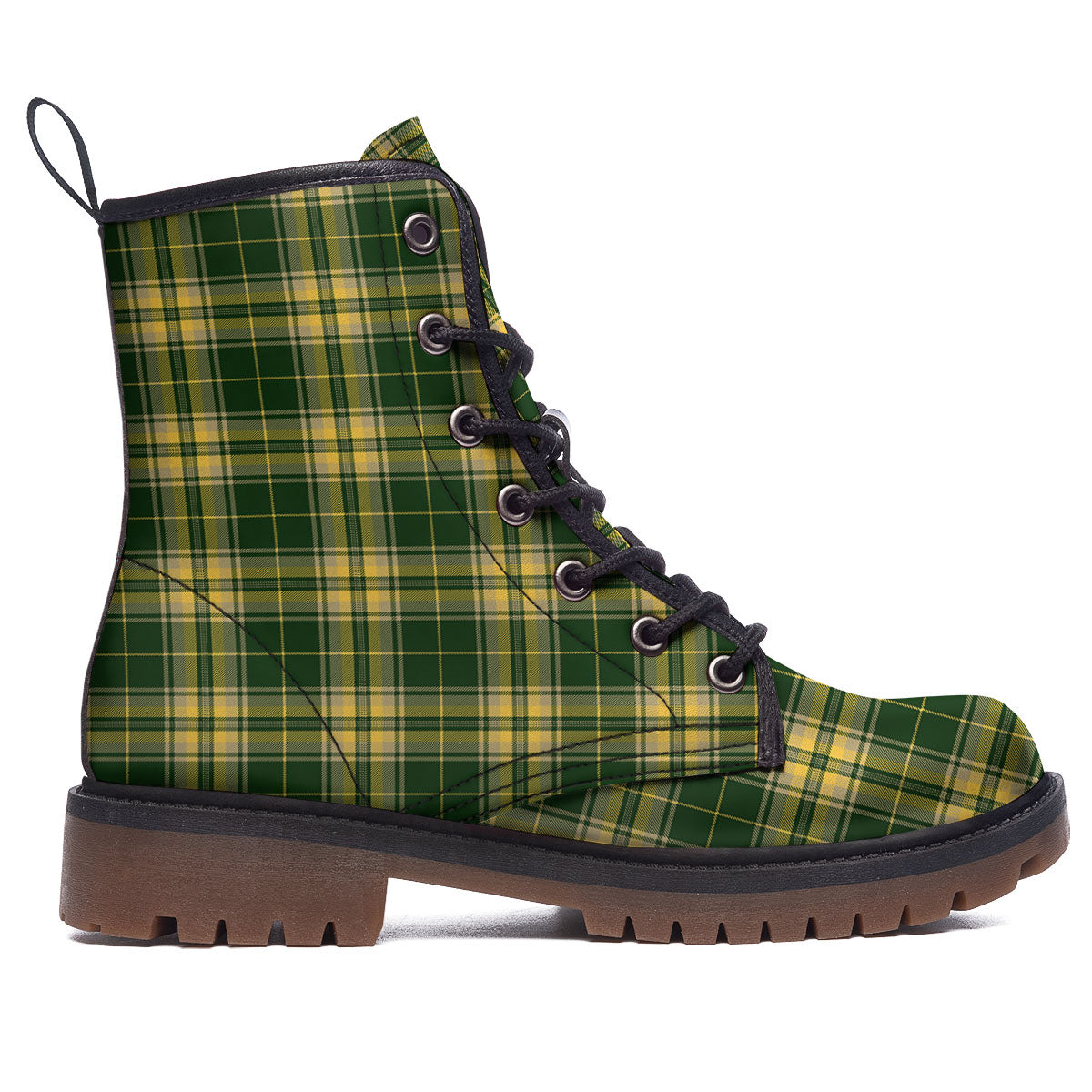 Stewart Tartan Yellow And Green Print Work Boots-grizzshop
