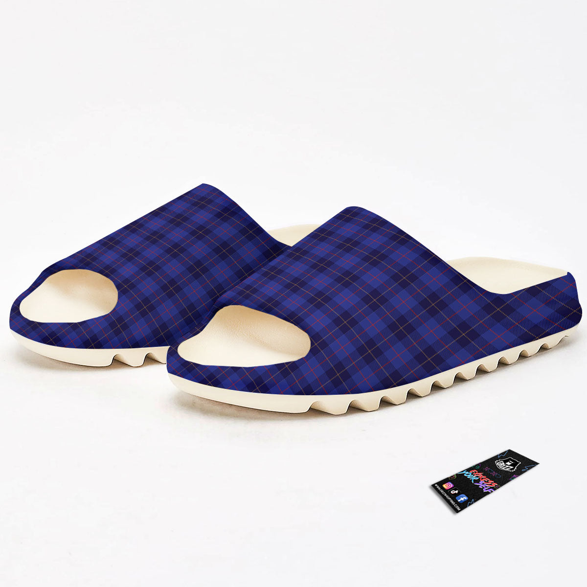 Stewart Tartan Deep Blue Print Sandals-grizzshop