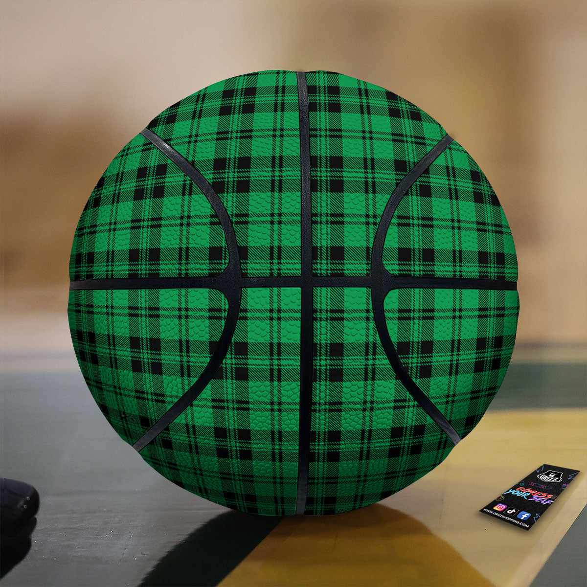 Stewart Tartan Green And Black Print Basketball