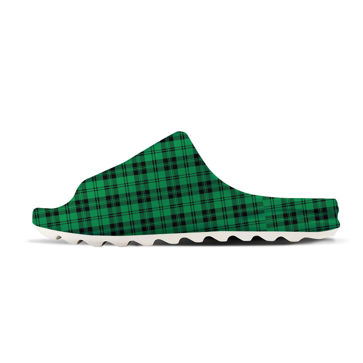 Stewart Tartan Green And Black Print Sandals-grizzshop