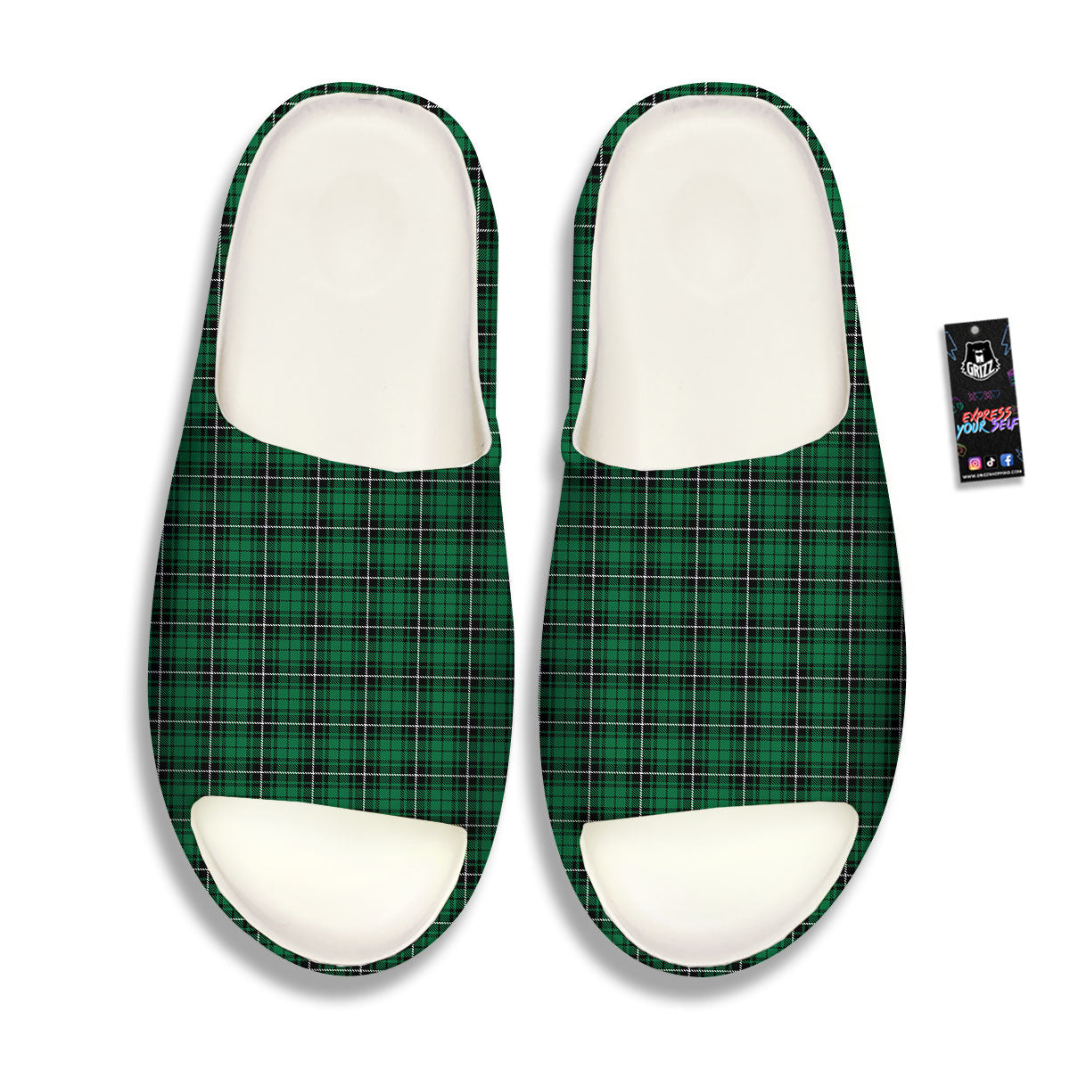 Stewart Tartan Green Print Sandals-grizzshop