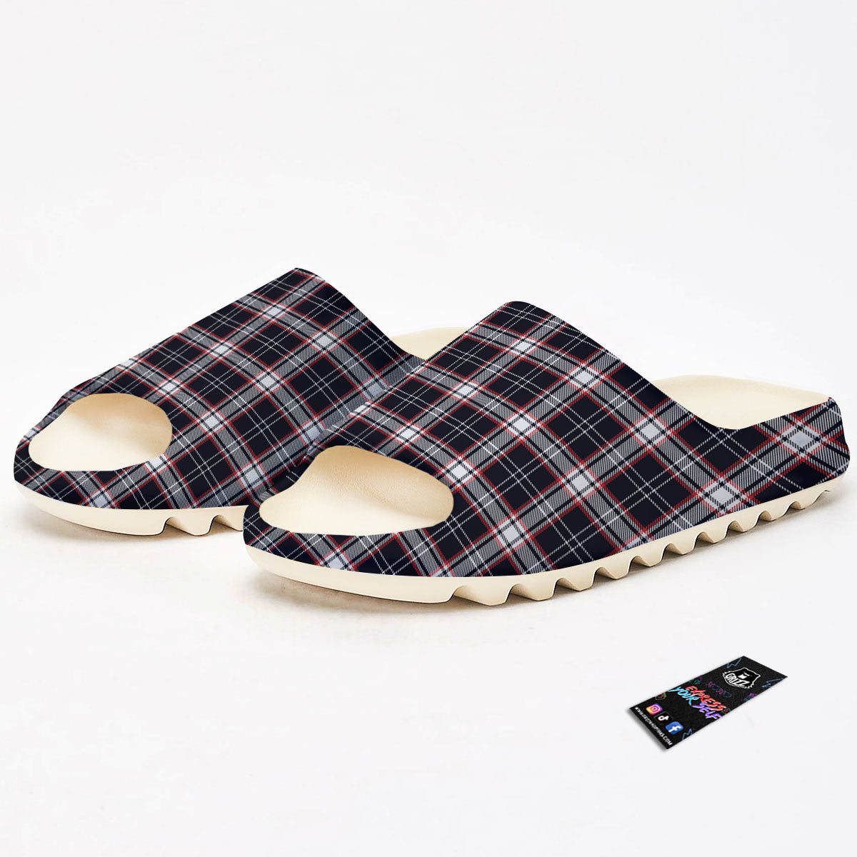 Stewart Tartan Red And Black Print Sandals-grizzshop