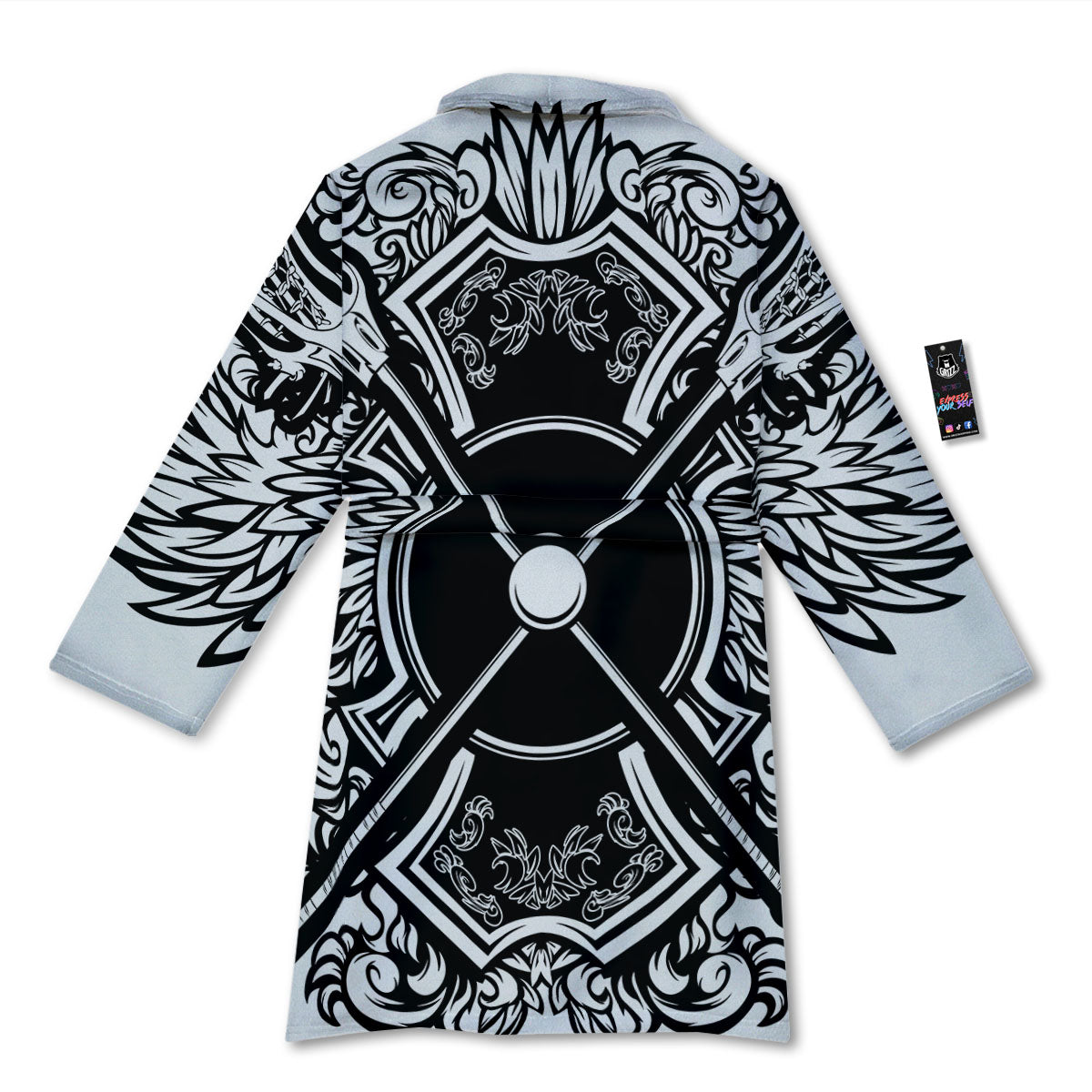 Sticks Lacrosse Ornate Wing Print Bathrobe-grizzshop