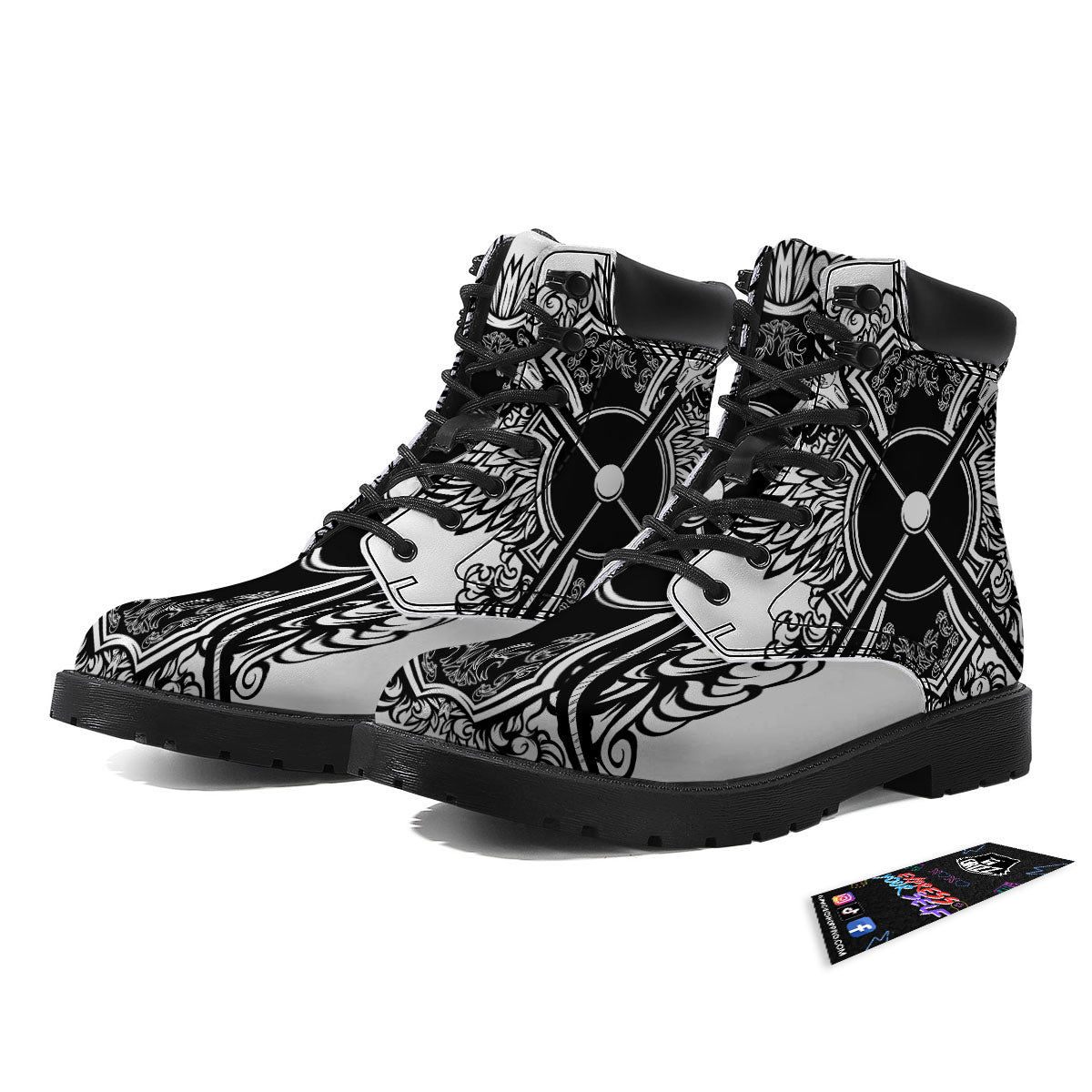 Sticks Lacrosse Ornate Wing Print Boots-grizzshop