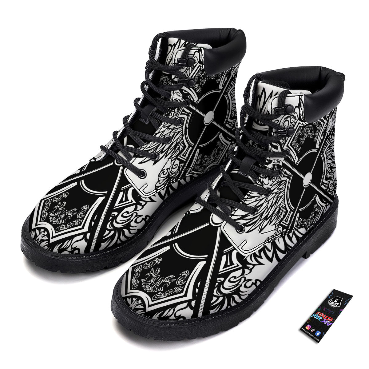 Sticks Lacrosse Ornate Wing Print Boots-grizzshop
