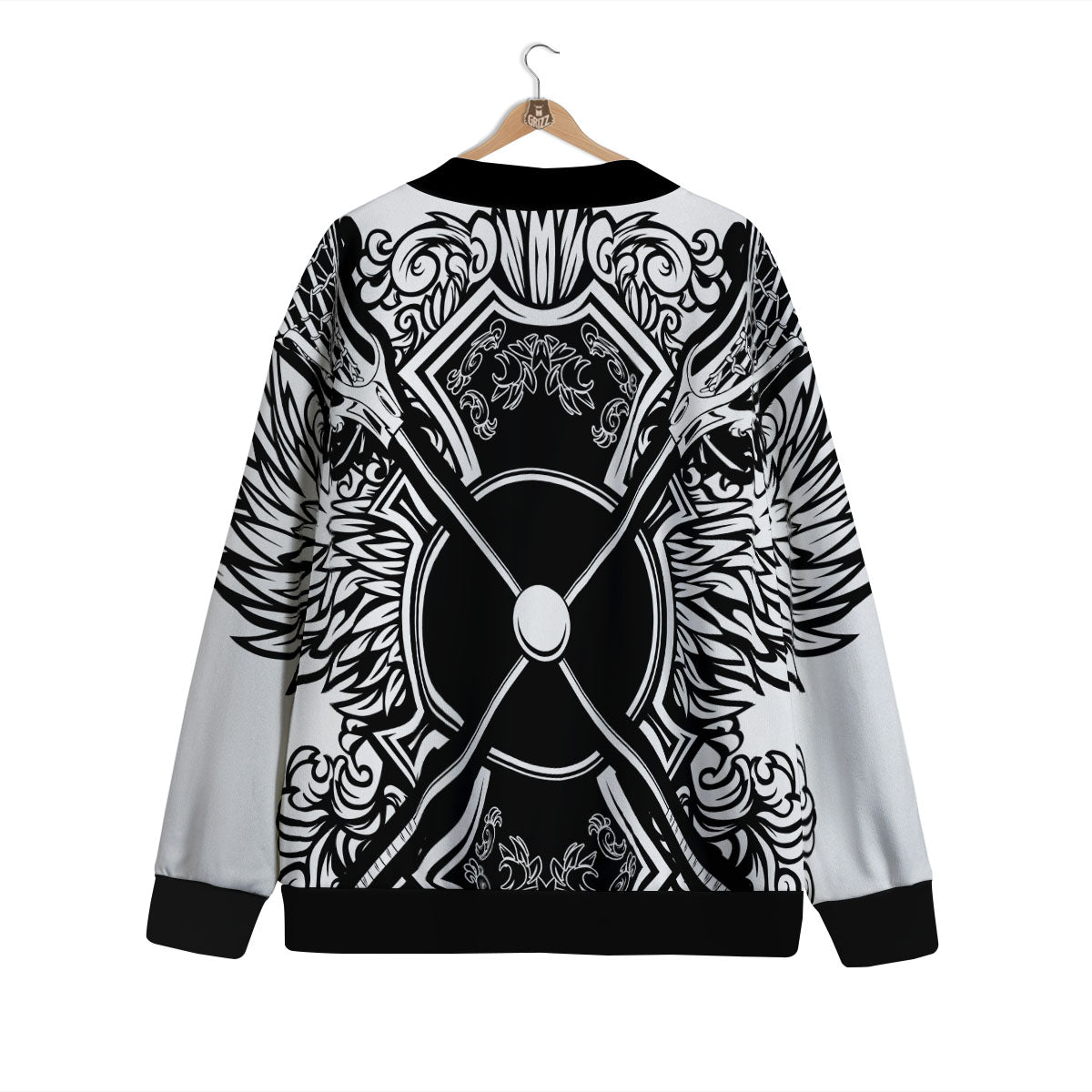 Sticks Lacrosse Ornate Wing Print Cardigan-grizzshop