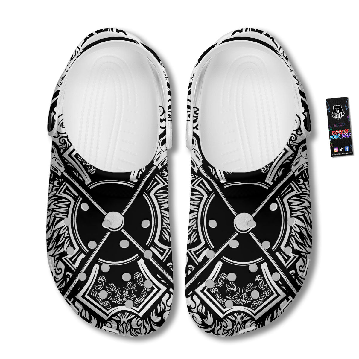 Sticks Lacrosse Ornate Wing Print Clog-grizzshop