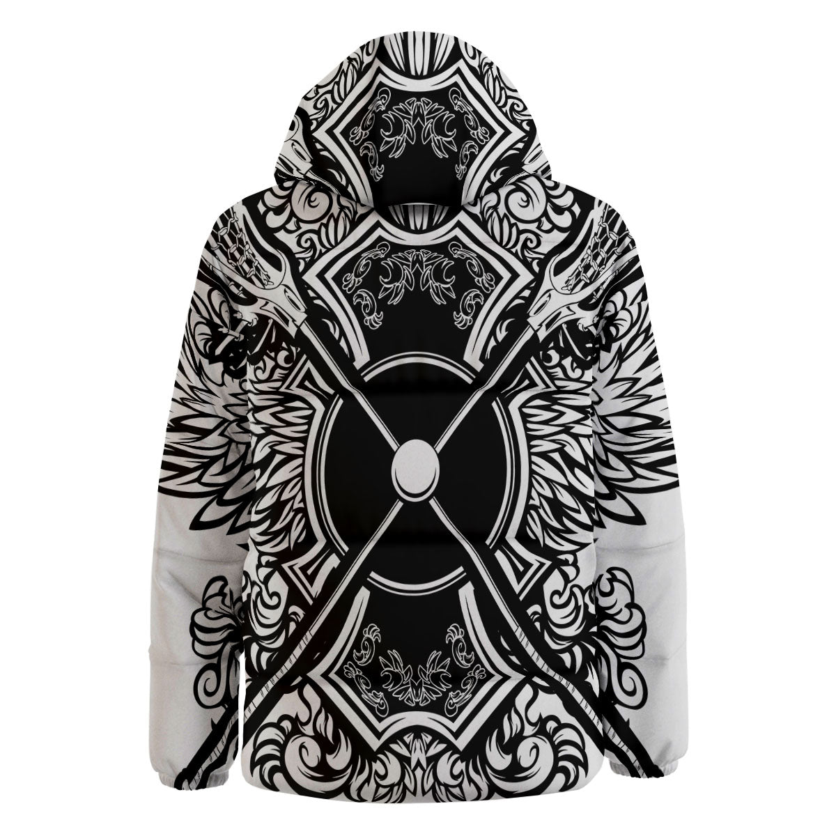 Sticks Lacrosse Ornate Wing Print Down Jacket-grizzshop