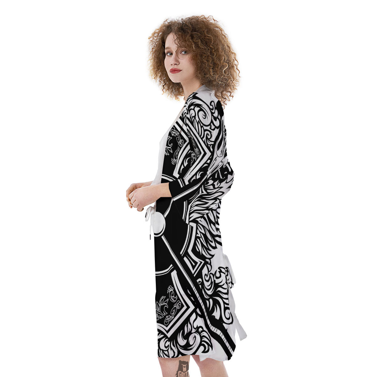 Sticks Lacrosse Ornate Wing Print Kimono-grizzshop