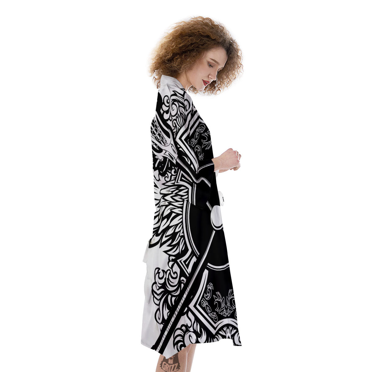 Sticks Lacrosse Ornate Wing Print Kimono-grizzshop