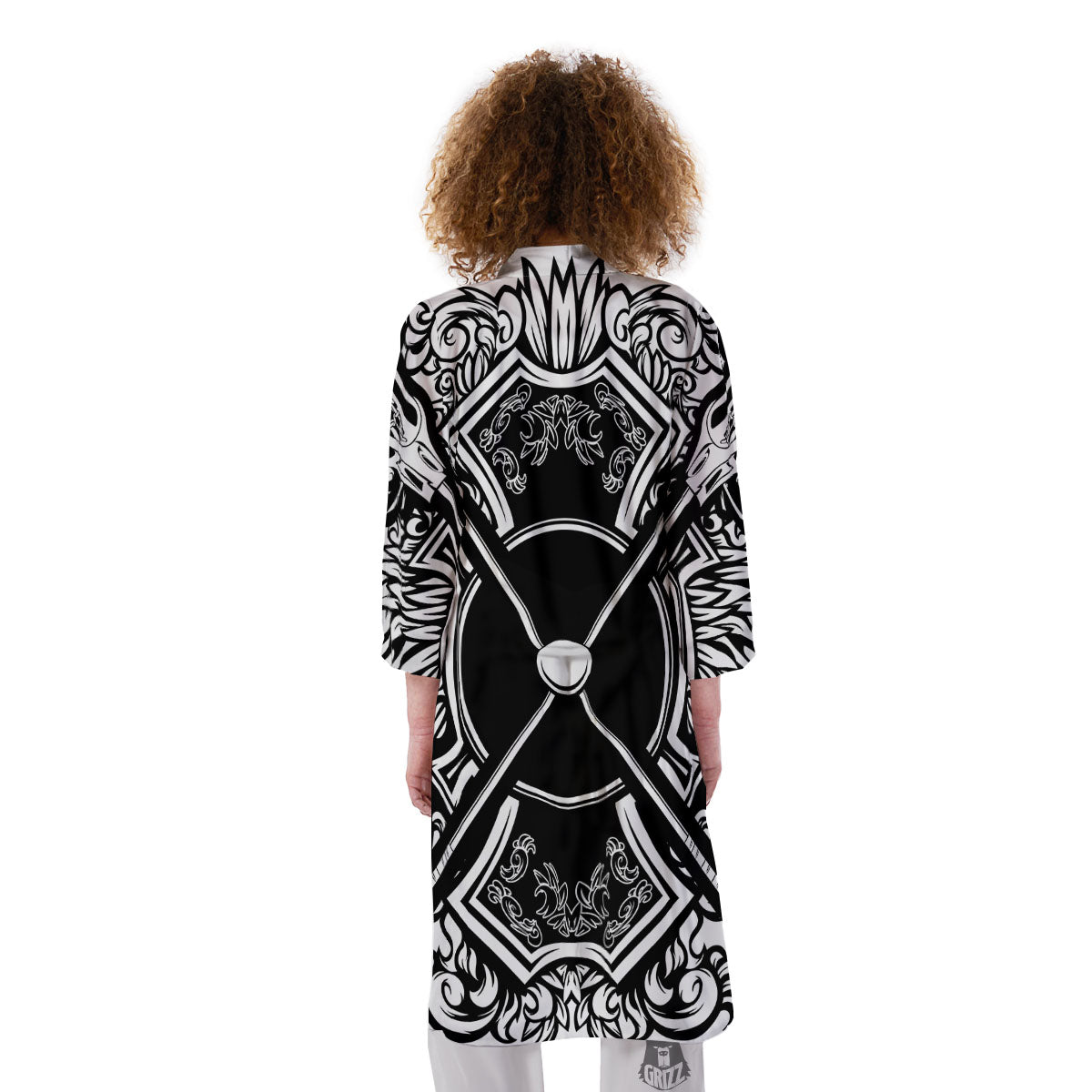 Sticks Lacrosse Ornate Wing Print Kimono-grizzshop