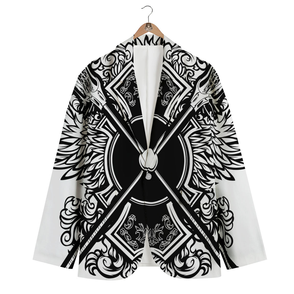 Sticks Lacrosse Ornate Wing Print Men's Blazer-grizzshop