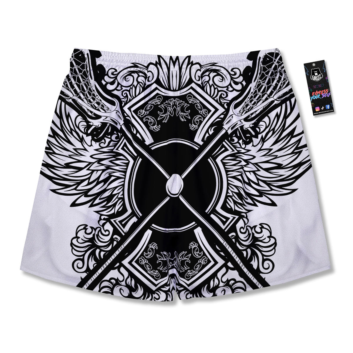 Sticks Lacrosse Ornate Wing Print Men's Running Shorts-grizzshop