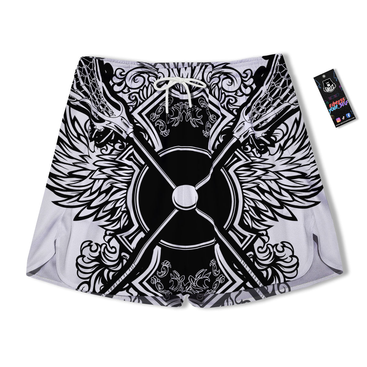 Sticks Lacrosse Ornate Wing Print Men's Running Shorts-grizzshop