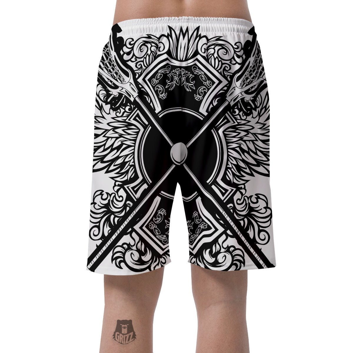Sticks Lacrosse Ornate Wing Print Men's Shorts-grizzshop