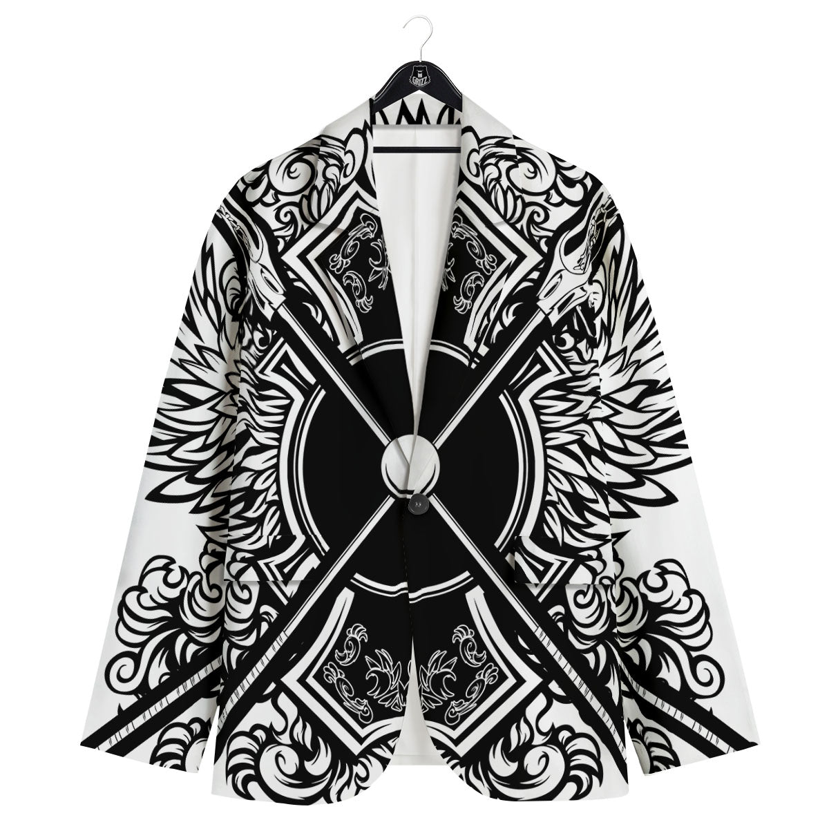 Sticks Lacrosse Ornate Wing Print Men's Sport Coat-grizzshop