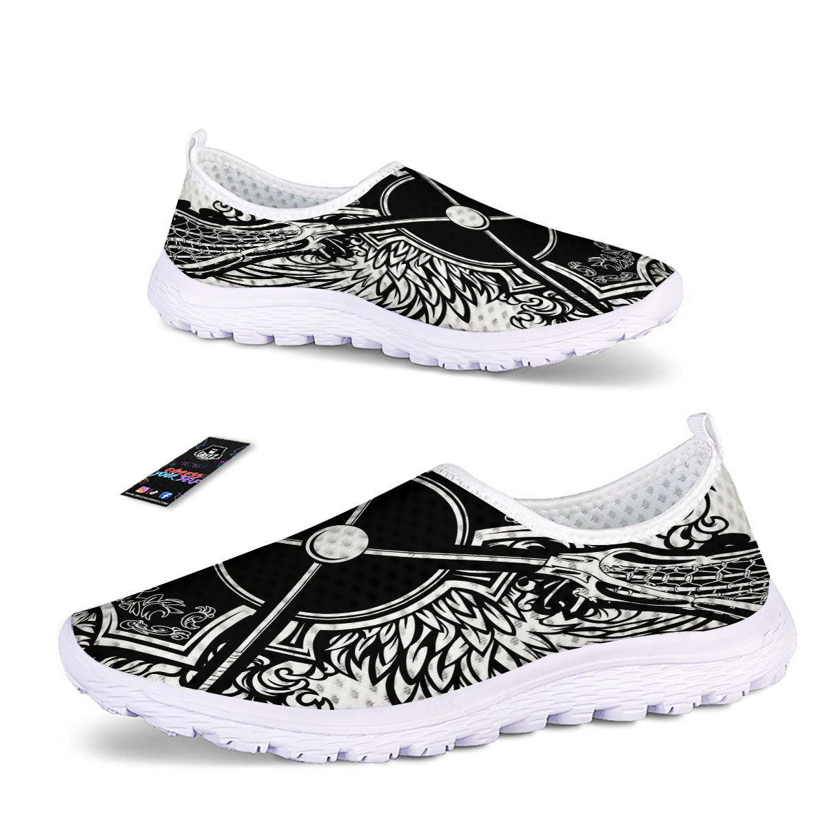Sticks Lacrosse Ornate Wing Print Nurse Shoes-grizzshop