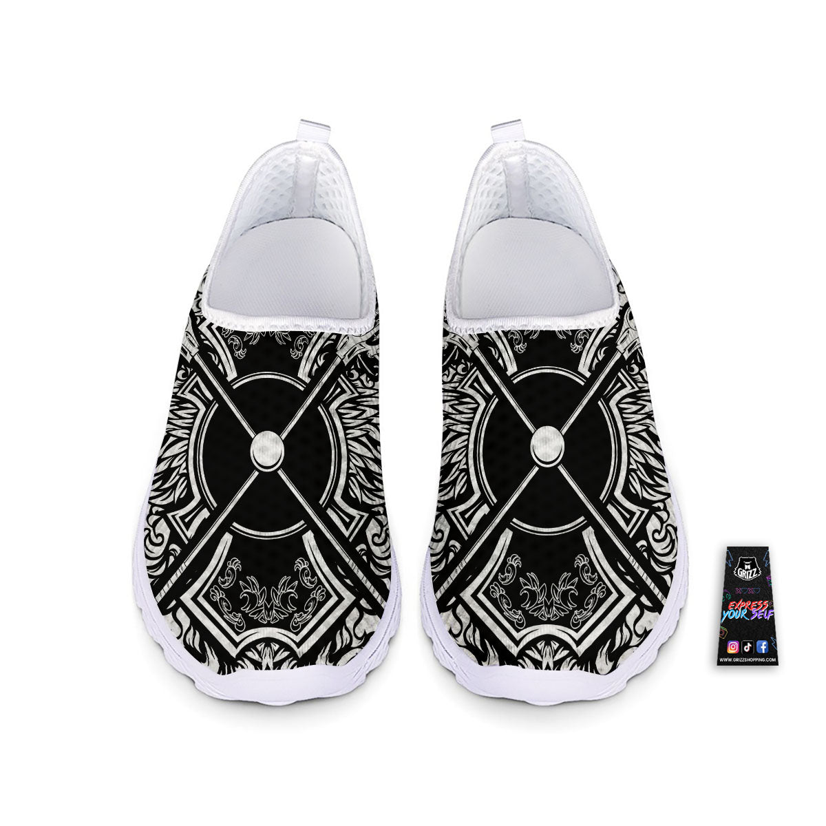 Sticks Lacrosse Ornate Wing Print Nurse Shoes-grizzshop