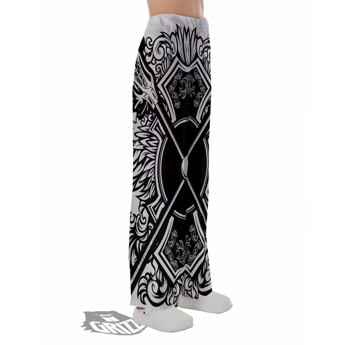 Sticks Lacrosse Ornate Wing Print Pajama Pants-grizzshop