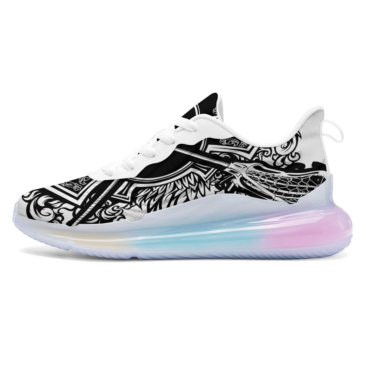Sticks Lacrosse Ornate Wing Print Running Sneakers-grizzshop
