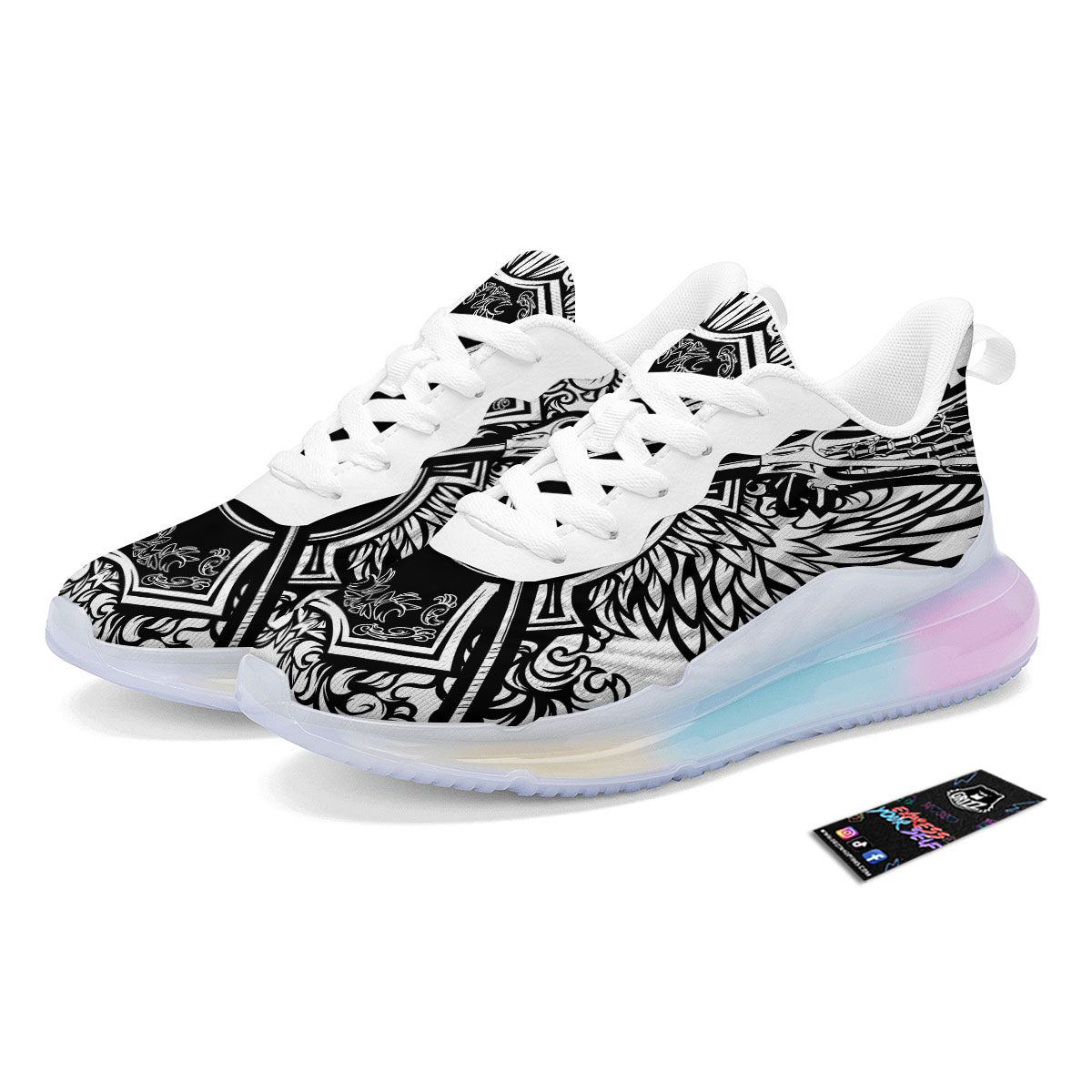 Sticks Lacrosse Ornate Wing Print Running Sneakers-grizzshop