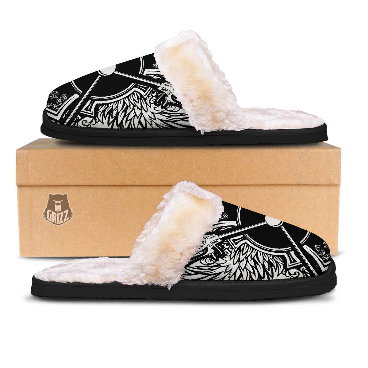 Sticks Lacrosse Ornate Wing Print Slippers-grizzshop