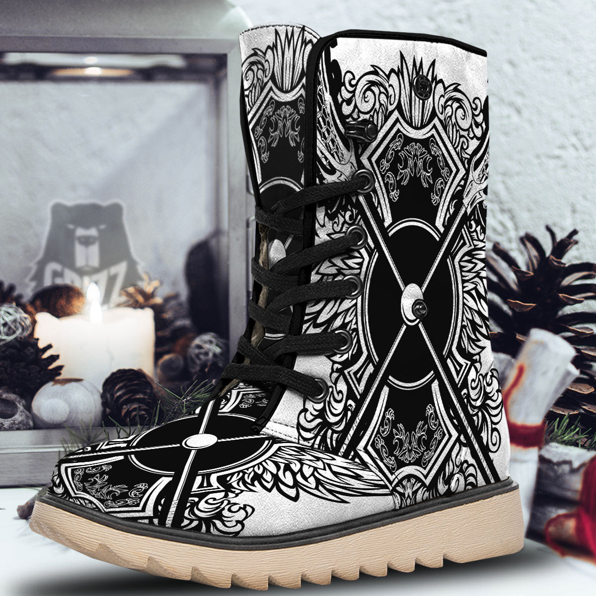 Sticks Lacrosse Ornate Wing Print Snow Boots-grizzshop