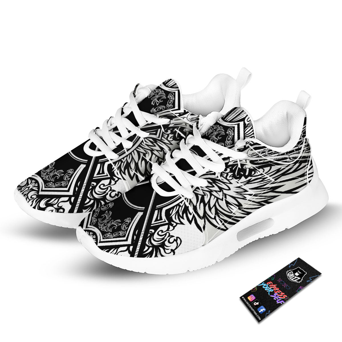 Sticks Lacrosse Ornate Wing Print Tennis Shoes-grizzshop