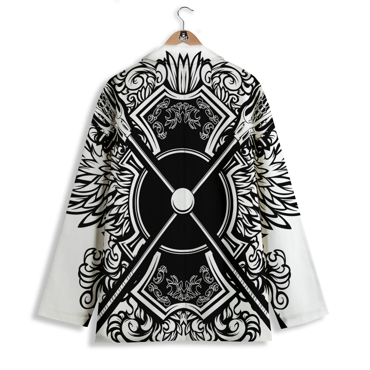 Sticks Lacrosse Ornate Wing Print Women's Blazer-grizzshop