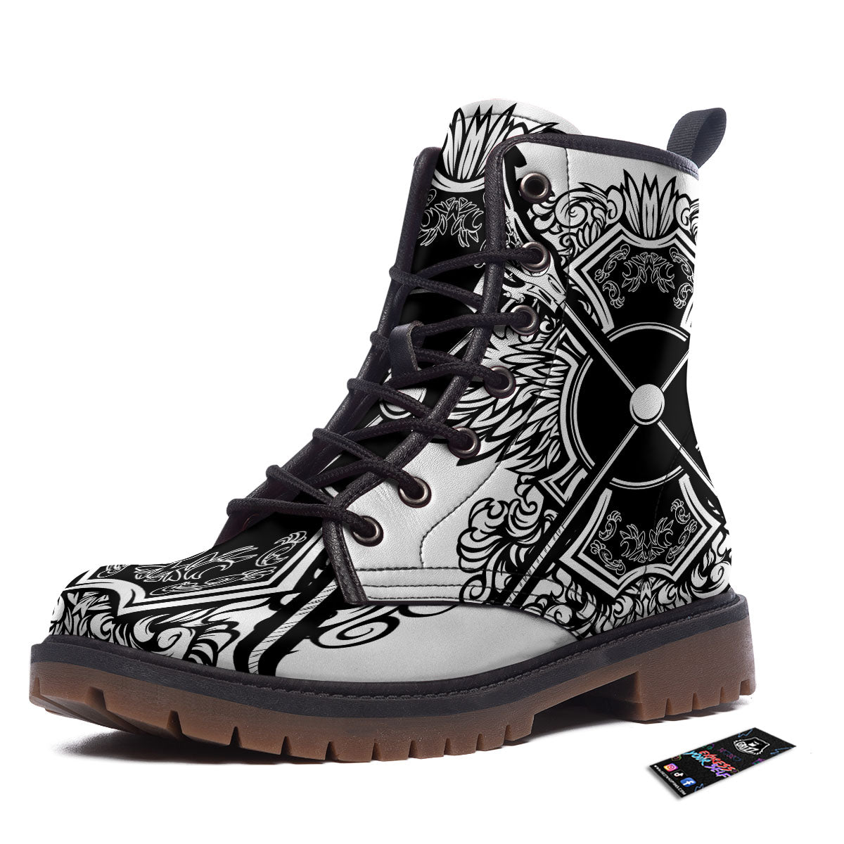 Sticks Lacrosse Ornate Wing Print Work Boots-grizzshop