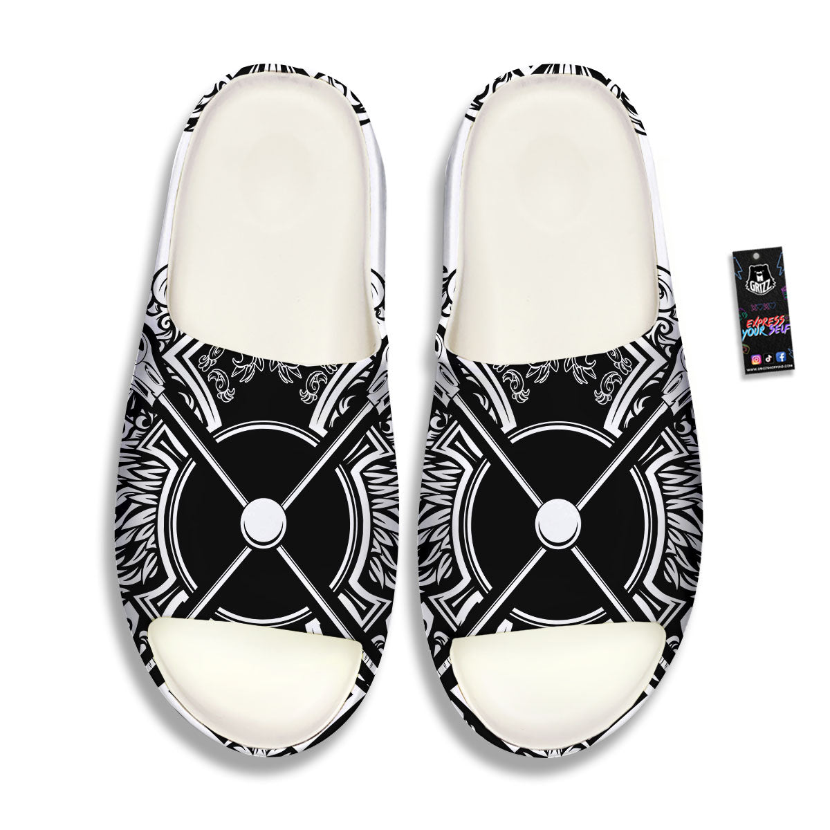 Sticks Lacrosse Ornate Wing Print Sandals-grizzshop