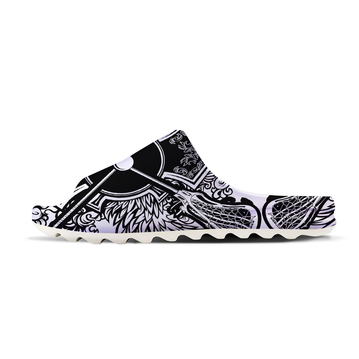Sticks Lacrosse Ornate Wing Print Sandals-grizzshop