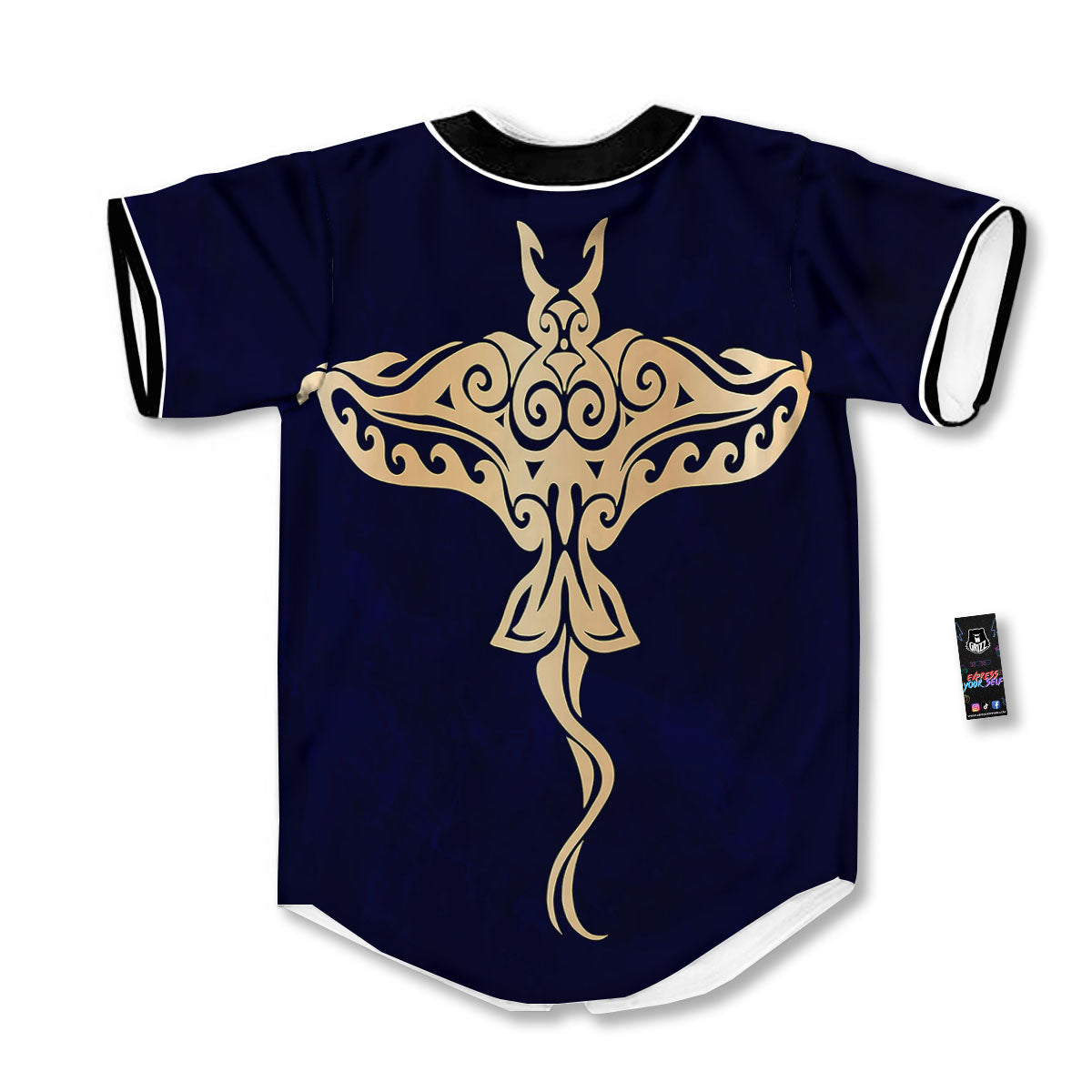 Stingray Spiritual Golden Print Baseball Jersey-grizzshop