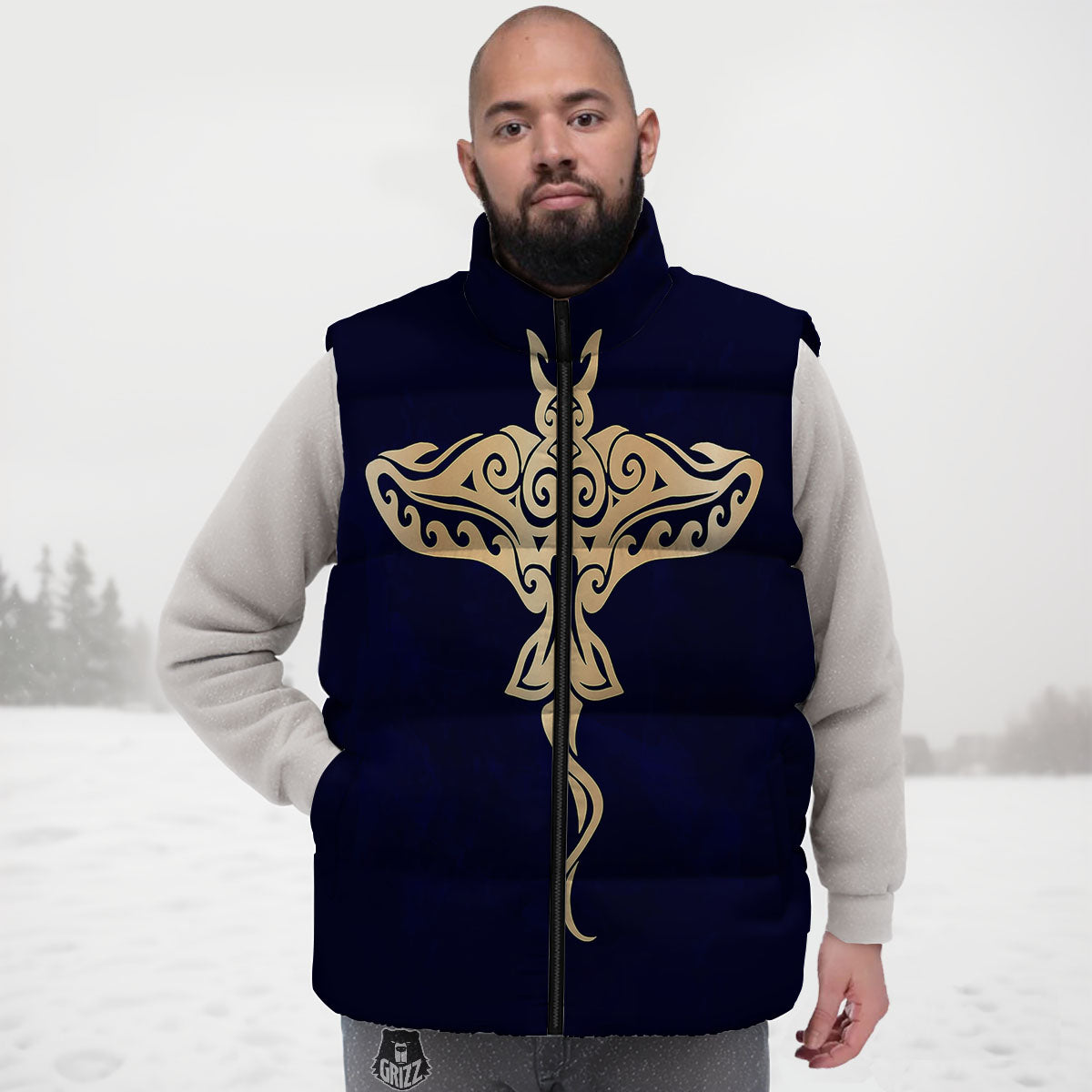 Stingray Spiritual Golden Print Down Vest