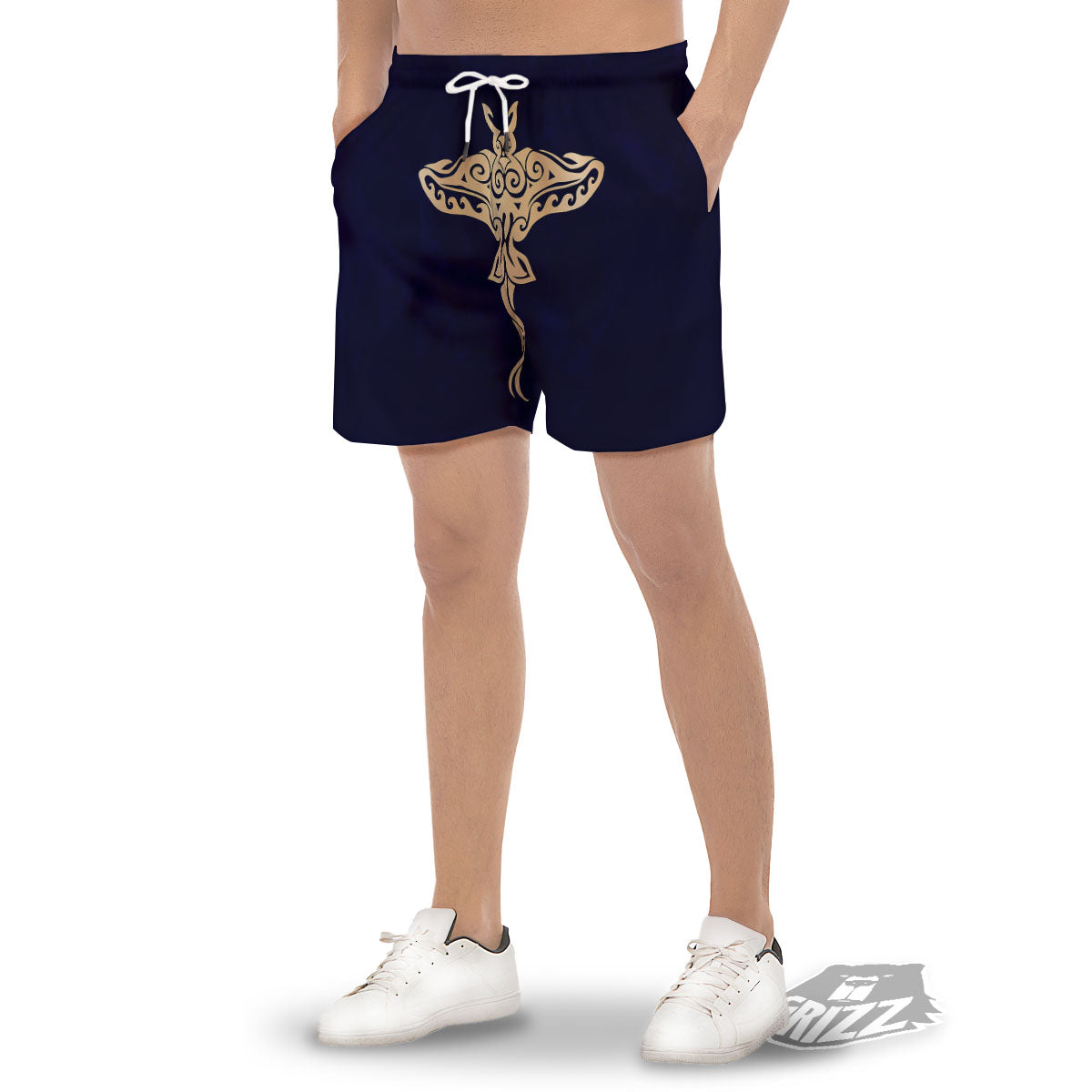 Stingray Spiritual Golden Print Men's Gym Shorts-grizzshop
