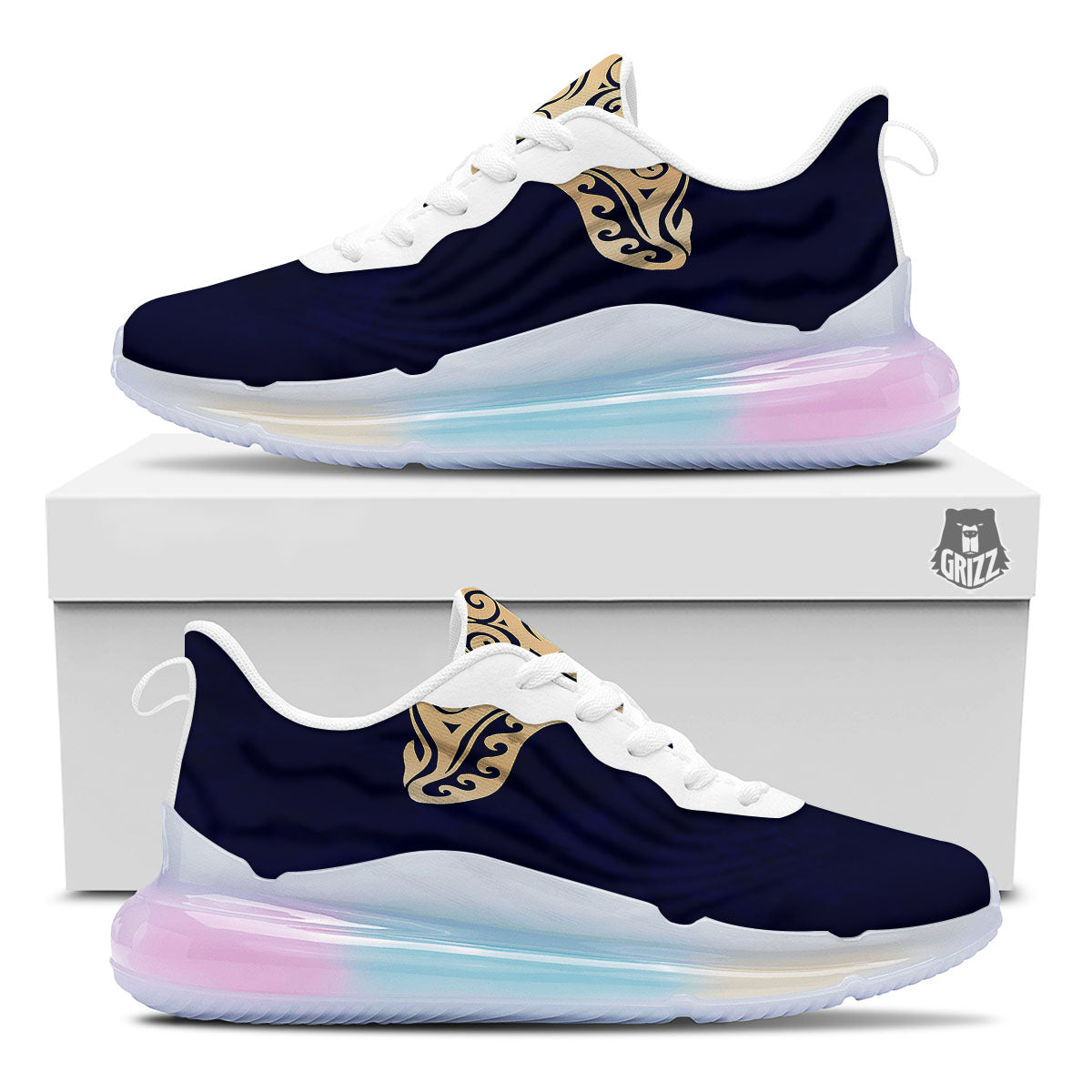 Stingray Spiritual Golden Print Running Sneakers-grizzshop