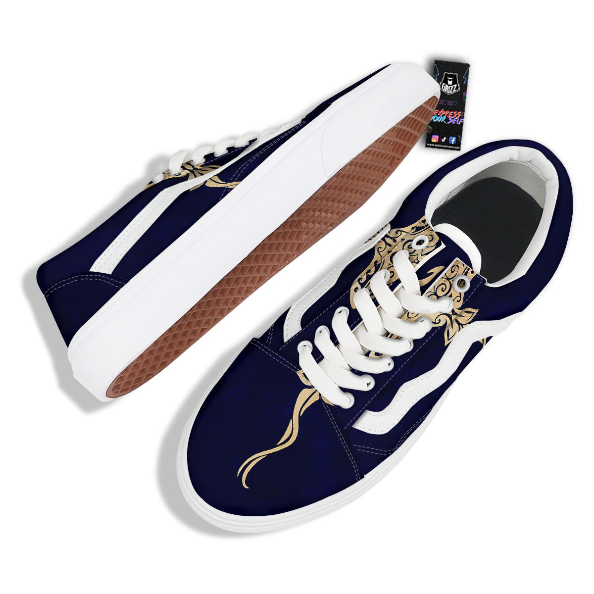 Stingray Spiritual Golden Print Skate Shoes-grizzshop