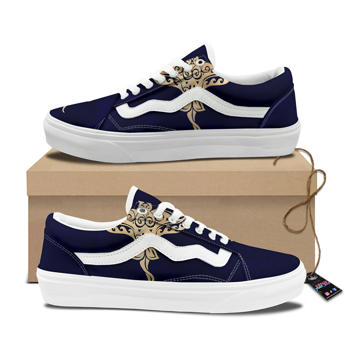 Stingray Spiritual Golden Print Skate Shoes-grizzshop