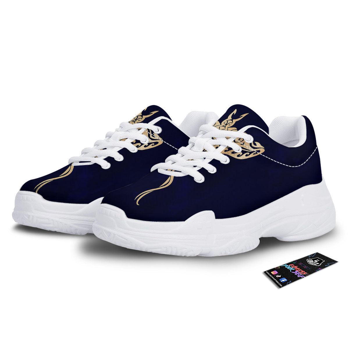 Stingray Spiritual Golden Print White Chunky Shoes-grizzshop