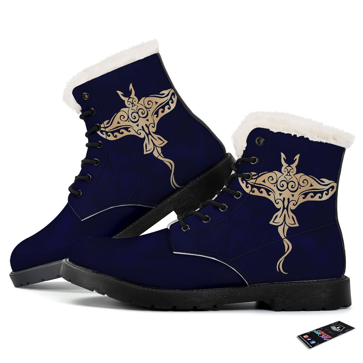 Stingray Spiritual Golden Print Winter Boots-grizzshop